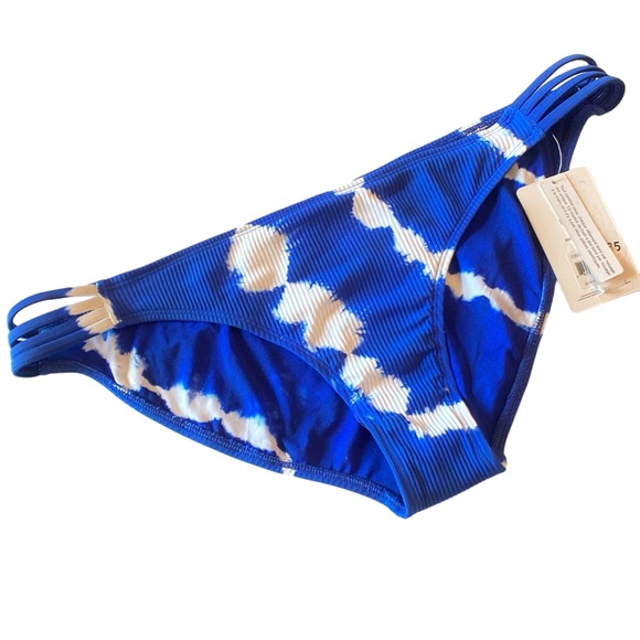 NWT BODY GLOVE Tie Dyed Drew Bikini Bottoms in Blue & White, size XL - Picture 3 of 8